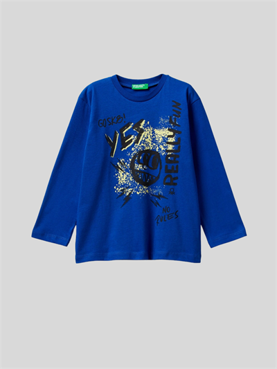 Benetton Erkek Çocuk Baskılı Sweatshirt 1-6 Yaş Mavi