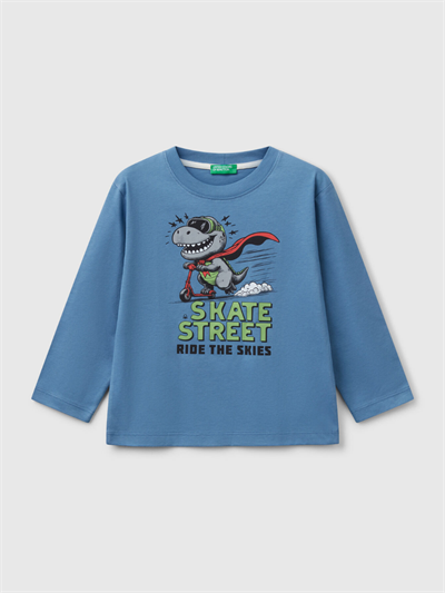 Benetton Erkek Çocuk Baskılı Sweatshirt 1-6 Yaş Mavi