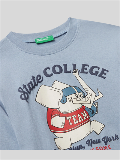 Benetton Erkek Çocuk Baskılı Sweatshirt 1-6 Yaş Mavi