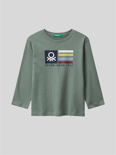 Benetton Erkek Çocuk Baskılı Sweatshirt 1-6 Yaş Haki