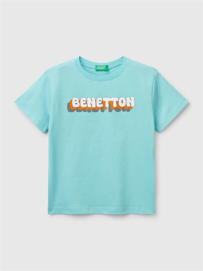 Benetton Erkek Çocuk Baskılı Tshirt 1-6 Yaş Turkuaz
