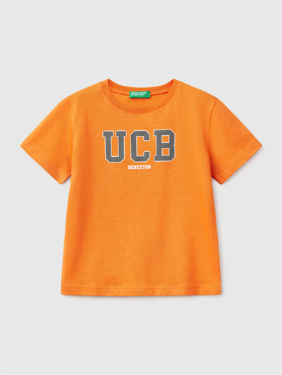 Benetton Erkek Çocuk Baskılı Tshirt 1-6 Yaş Turuncu