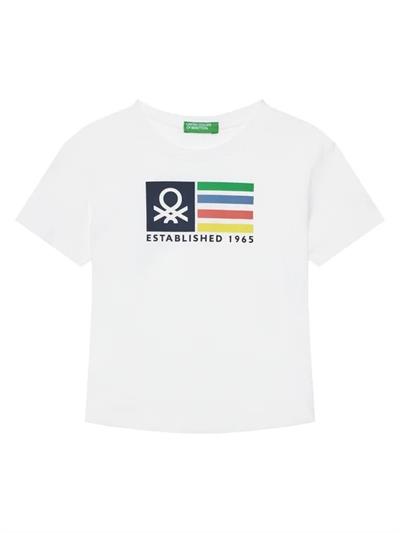 Benetton Erkek Çocuk Baskılı Tshirt 1-6 Yaş Beyaz
