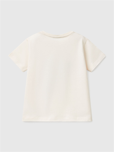 Benetton Erkek Çocuk Baskılı Tshirt 1-6 Yaş Ekru