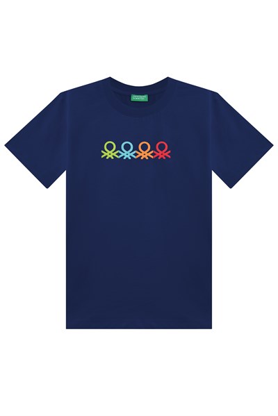 Benetton Erkek Çocuk Baskılı Tshirt 4-14 Yaş Lacivert