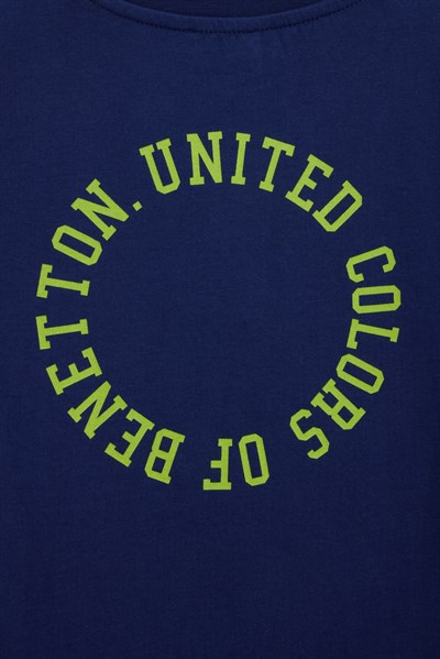 Benetton Erkek Çocuk Baskılı Tshirt 4-14 Yaş Lacivert