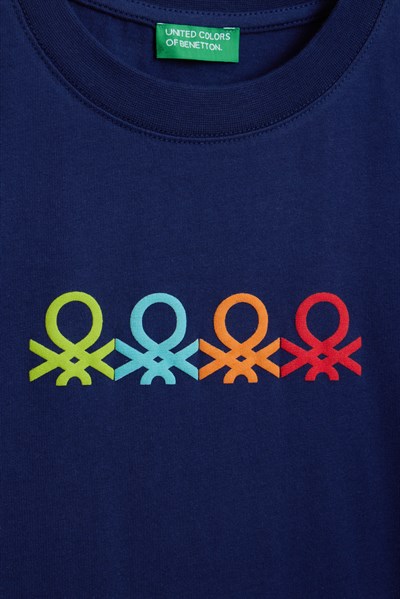 Benetton Erkek Çocuk Baskılı Tshirt 4-14 Yaş Lacivert