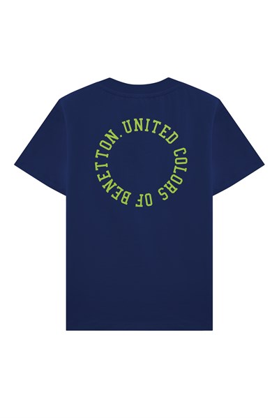 Benetton Erkek Çocuk Baskılı Tshirt 4-14 Yaş Lacivert