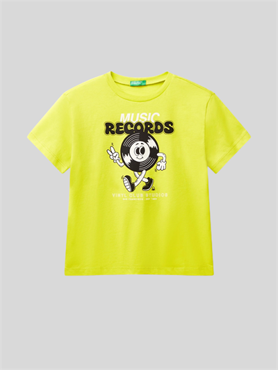 Benetton Erkek Çocuk Baskılı Tshirt 6-14 Yaş Sarı
