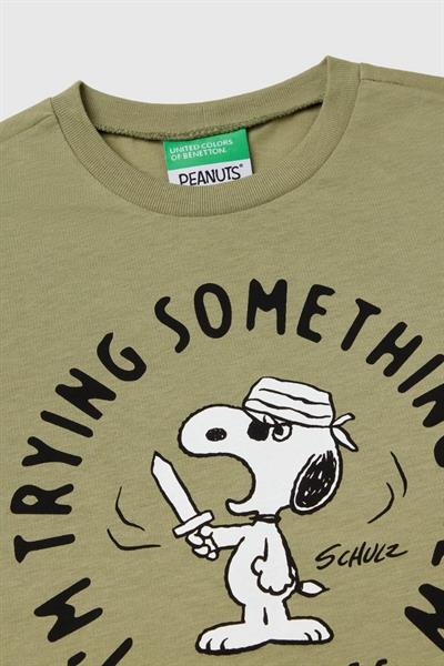 Benetton Erkek Çocuk Baskılı Tshirt 6-14 Yaş Haki