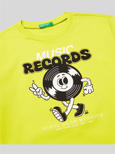 Benetton Erkek Çocuk Baskılı Tshirt 6-14 Yaş Sarı