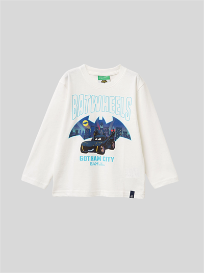Benetton Erkek Çocuk Batmobil Sweatshirt 1-6 Yaş Beyaz