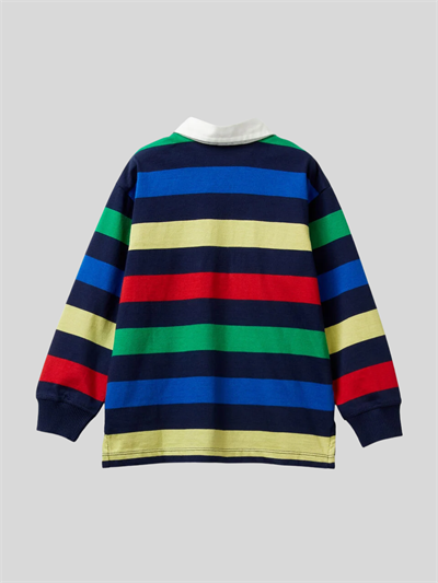 Benetton Erkek Çocuk Cizgili Polo Sweatshirt 6-14 Yaş Lacivert