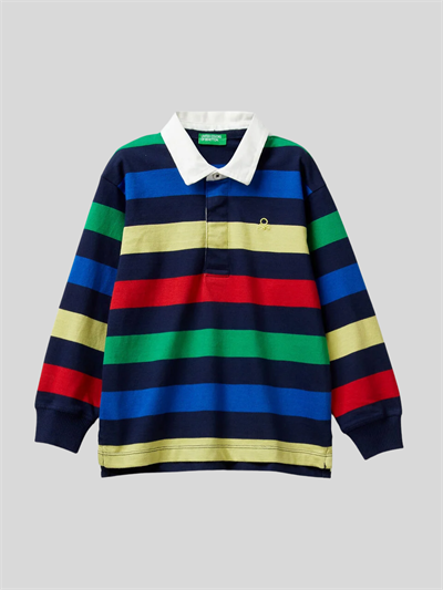 Benetton Erkek Çocuk Cizgili Polo Sweatshirt 6-14 Yaş Lacivert