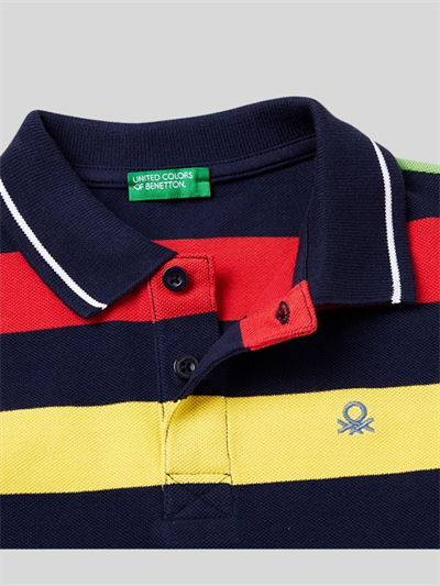 Benetton Erkek Çocuk Çizgili Polo Tshirt 6-14 Yaş Lacivert