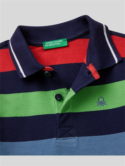Benetton Erkek Çocuk Çizgili PoloTshirt 1-6 Yaş Lacivert