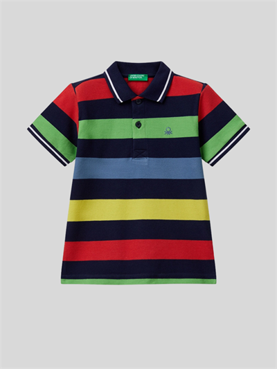 Benetton Erkek Çocuk Çizgili PoloTshirt 1-6 Yaş Lacivert