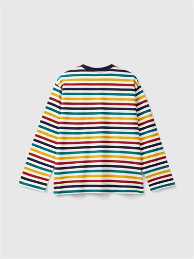 Benetton Erkek Çocuk Cizgili Ssweatshirt 6-14 Yaş Ekru