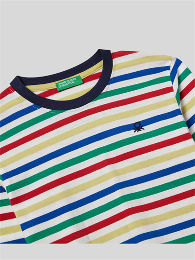 Benetton Erkek Çocuk Cizgili Sweatshirt 1-6 Yaş Beyaz