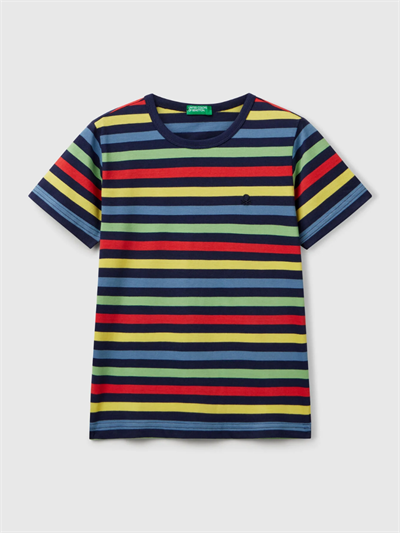 Benetton Erkek Çocuk Çizgili Tshirt 6-14 Yaş Lacivert