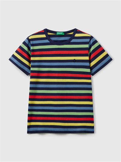 Benetton Erkek Çocuk Çizgili Tshirt 6-14 Yaş Lacivert