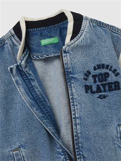 Benetton Erkek Çocuk Denim Bomber Ceket 1-6 Yaş Mavi