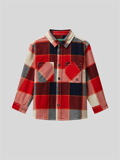 Benetton Erkek Çocuk Ekose Gömlek 1-6 Yaş Kırmızı