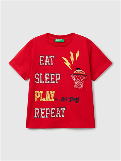 Benetton Erkek Çocuk Figürlü Tshirt 1-6 Yaş Kırmızı