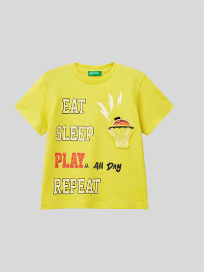 Benetton Erkek Çocuk Figürlü Tshirt 1-6 Yaş Sarı