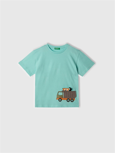 Benetton Erkek Çocuk Figürlü Tshirt 1-6 Yaş Mint