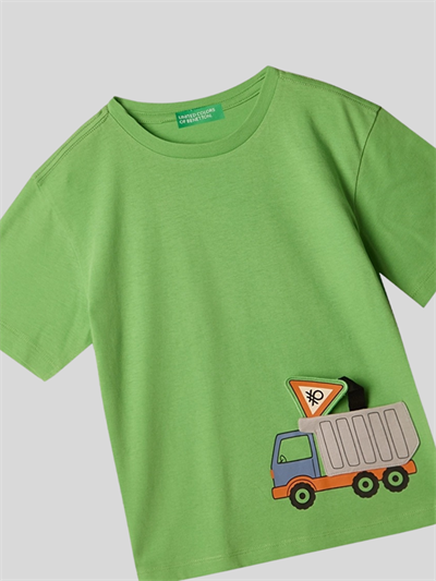 Benetton Erkek Çocuk Figürlü Tshirt 1-6 Yaş Yeşil