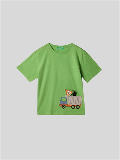 Benetton Erkek Çocuk Figürlü Tshirt 1-6 Yaş Yeşil