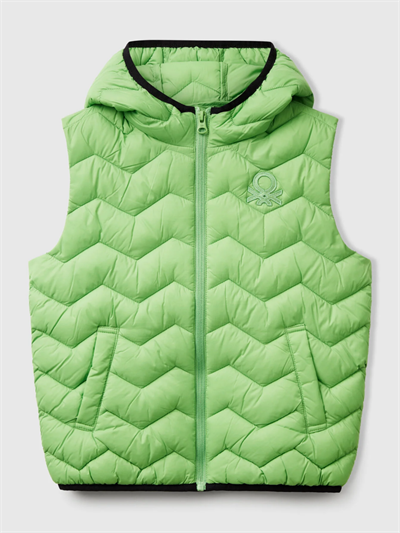 Benetton Erkek Çocuk İşlemeli Pufa Yelek 6-14 Yaş Açık Yeşil