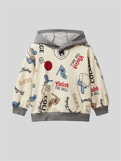 Benetton Erkek Çocuk Kapüşonlu Sweatshirt 6-14 Yaş Krem