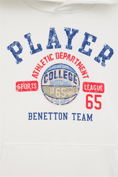 Benetton Erkek Çocuk Kolsuz Kapüşonlu Tshirt 4-14 Yaş Ekru