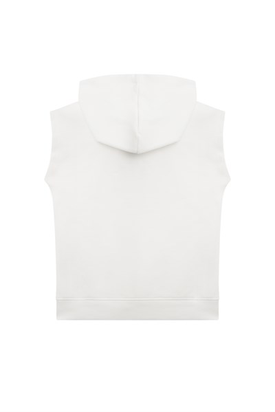 Benetton Erkek Çocuk Kolsuz Kapüşonlu Tshirt 4-14 Yaş Ekru