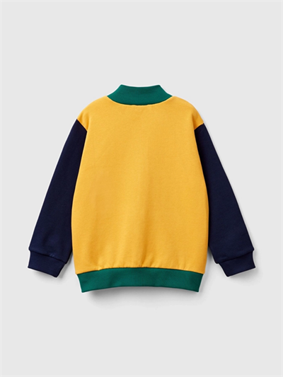 Benetton Erkek Çocuk Logo Baskılı Fermuarlı Sweatshirt 1-6 Yaş Sarı