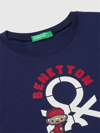 Benetton Erkek Çocuk Logo Baskılı Sweatshirt 1-6 Yaş Lacivert