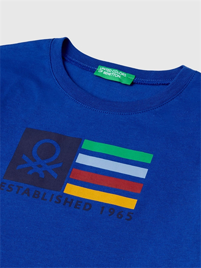 Benetton Erkek Çocuk Logo Baskılı Sweatshirt 1-6 Yaş Saks