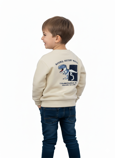 Benetton Erkek Çocuk Sırt Baskılı Sweatshirt 1-6 Yaş Bej