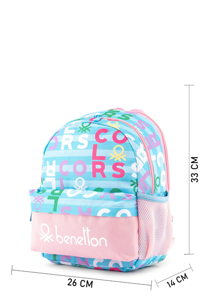 Benetton Harf Baskılı Kız Çocuk Anaokul Çantası Turkuaz
