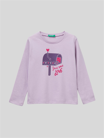 Benetton Kız Çocuk Baskılı Sweatshirt 1-6 Yaş Lila