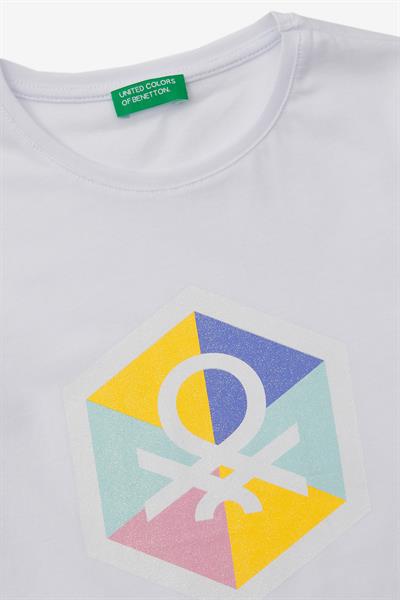 Benetton Kız Çocuk Baskılı Sweatshirt 4-14 Yaş Beyaz