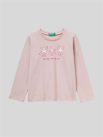 Benetton Kız Çocuk Baskılı Sweatshirt 1-6 Yaş Pembe