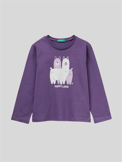 Benetton Kız Çocuk Baskılı Sweatshirt 1-6 Yaş Mor