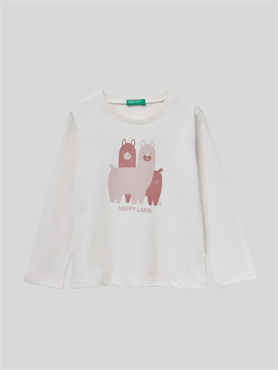 Benetton Kız Çocuk Baskılı Sweatshirt 1-6 Yaş Ekru