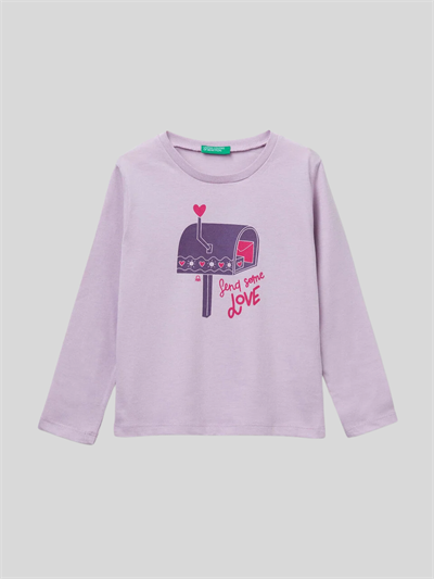 Benetton Kız Çocuk Baskılı Sweatshirt 1-6 Yaş Lila