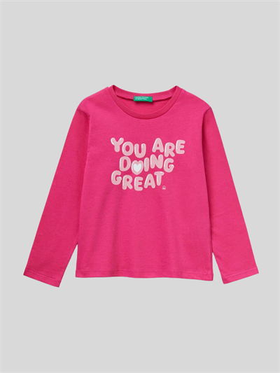 Benetton Kız Çocuk Baskılı Sweatshirt 1-6 Yaş Fuşya