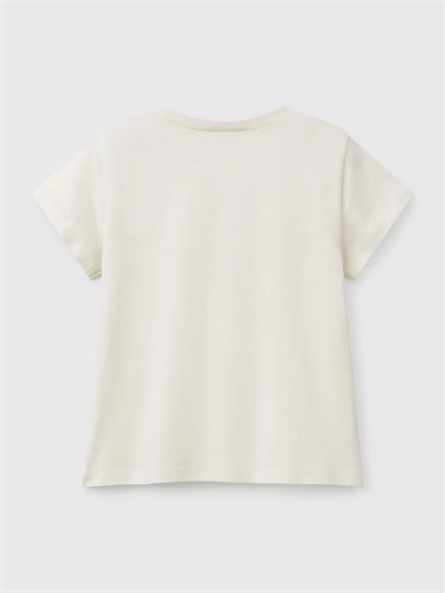Benetton Kız Çocuk Baskılı Tshirt 1-6 Yaş Ekru