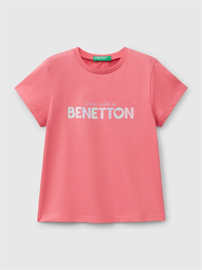 Benetton Kız Çocuk Baskılı Tshirt 1-6 Yaş Pembe